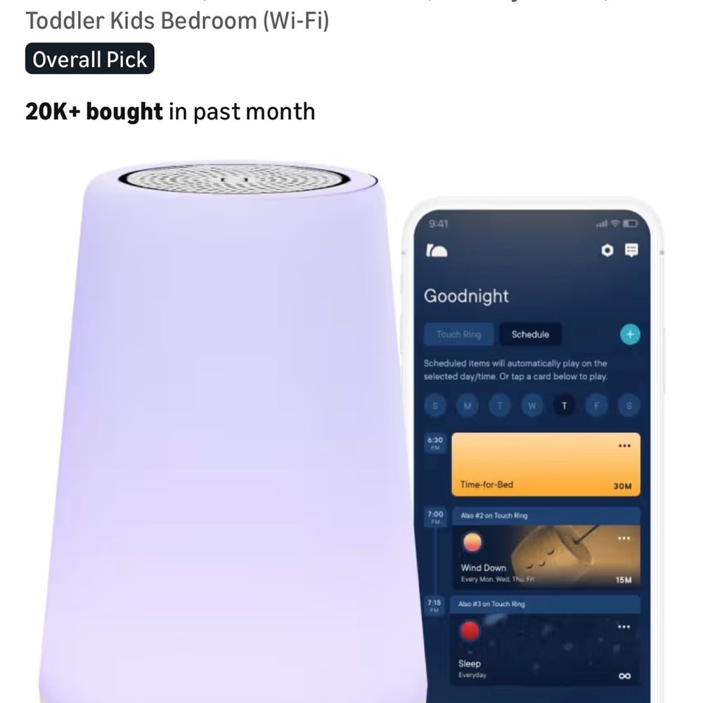 Hatch Sound Machine & Night Light in Lavender (White Accent)